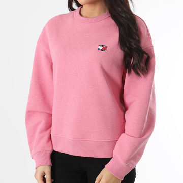 Tommy Jeans - Sweat Crewneck Femme Boxy Badge 9408 Rose Chiné