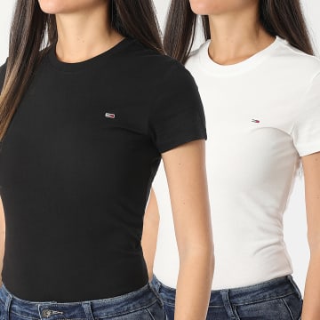Tommy Jeans - Lot De 2 Tee Shirts Slim Femme 1366 Blanc Noir