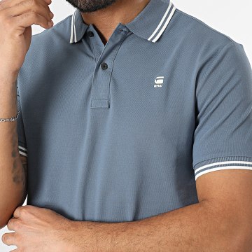 G-Star - Polo Manches Courtes Dunda Slim Stripe D17127-5864 Gris Bleu