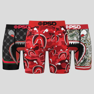 PSD - Juego de 3 calzoncillos bóxer 424180108 Negro Rojo Gris