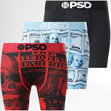 PSD - Lot De 3 Boxers 424180192 Noir Rouge Bleu Clair
