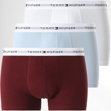 Tommy Hilfiger - Lot De 3 Boxers Trunk 2761 Blanc Bleu Clair Bordeaux