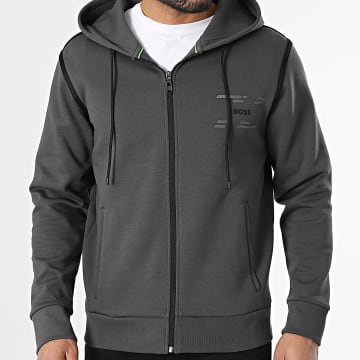 BOSS - Sweat Zippé Capuche Saggy Tape 50530020 Gris Anthracite