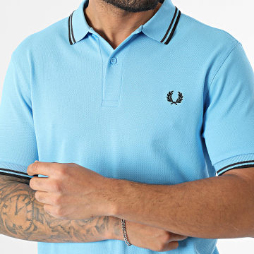 Fred Perry - Polo Manches Courtes Twin Tipped MM3600 Bleu Clair