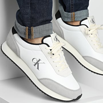 Calvin Klein - Zapatillas Retro Runner Iconic 1119 Blanco Brillante Negro Blanco Crema