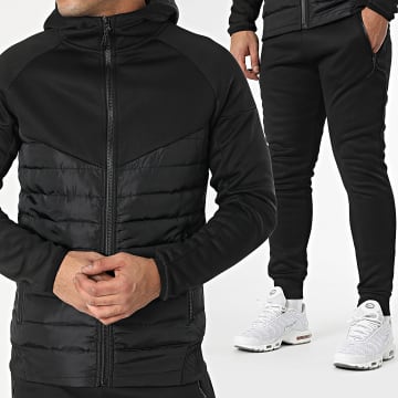 MTX - Conjunto de chaqueta con capucha y cremallera y pantalón Jogging Negro