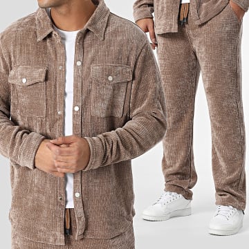 MTX - Ensemble Chemise Manches Longues Et Pantalon Marron