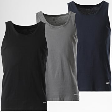 BOSS - Lote de 3 camisetas de tirantes 50532476 Negro Gris Azul Marino