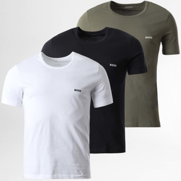 BOSS - Lot De 3 Tee Shirts 50532468 Noir Blanc Vert Kaki