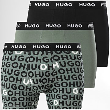 HUGO - Lot De 3 Boxers Design 50532559 Vert Kaki Noir