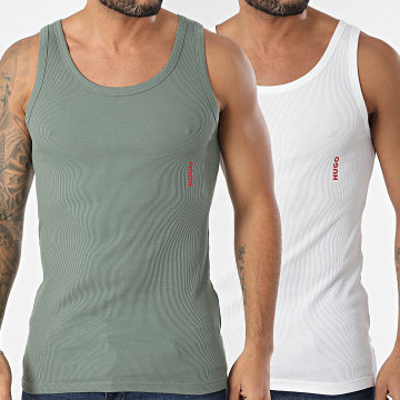 HUGO - Lote de 2 camisetas de tirantes 50532634 Blanco Verde Caqui