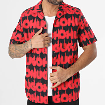 HUGO - Chemise Manches Courtes Ellino 50534240 Noir Rouge