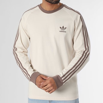 Adidas Originals - Tee Shirt Manches Longues 3 Stripes JN7022 Beige Marron