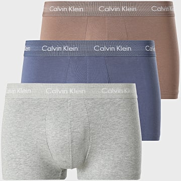 Calvin Klein - Lot De 3 Boxers U2664G Beige Gris Chiné Bleu Ardoise
