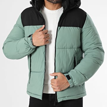 Kymaxx - Doudoune Capuche Vert Clair Noir