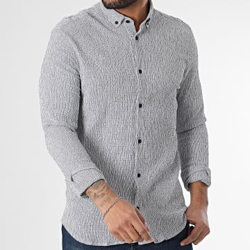 Classic Series - Chemise Manches Longues A Rayures Bleu Marine Blanc