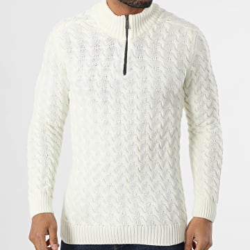 Classic Series - Pull Col Zippé Blanc