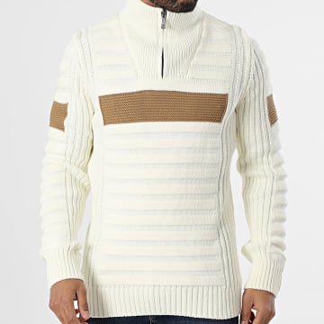Classic Series - Pull Col Zippé Ecru