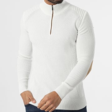 Classic Series - Pull Col Zippé Blanc