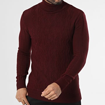 Classic Series - Pull Col Roulé Bordeaux