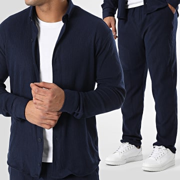 Classic Series - Ensemble Chemise Manches Longues Et Pantalon Jogging Bleu Marine