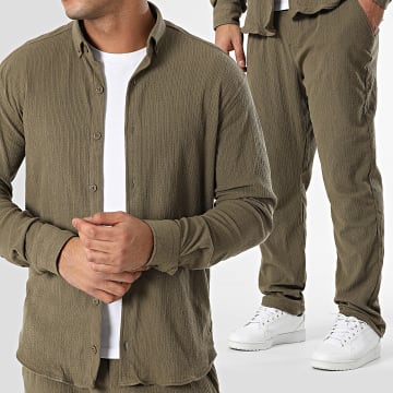 Classic Series - Ensemble Chemise Manches Longues Et Pantalon Jogging Vert Kaki