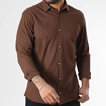 Classic Series - Chemise Manches Longues A Rayures Marron