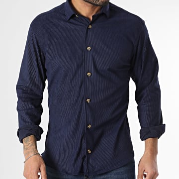Classic Series - Chemise Manches Longues A Rayures Bleu Marine
