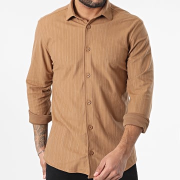 Classic Series - Chemise Manches Longues A Rayures Camel