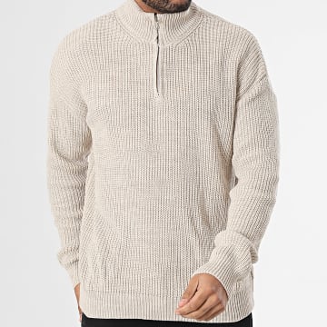 Classic Series - Pull Col Zippé Beige