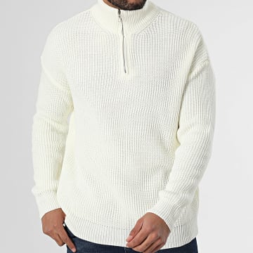 Classic Series - Jersey blanco con cuello de cremallera