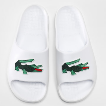 Lacoste Claquettes Serve Slide Logo Crocodile Blanc