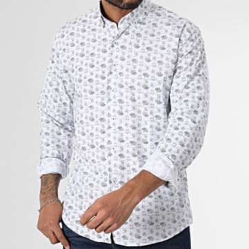 Armita - Chemise Manches Longues Blanc Bleu Marine
