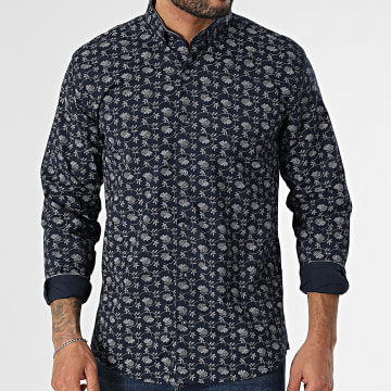 Armita - Chemise Manches Longues Blanc Bleu Marine