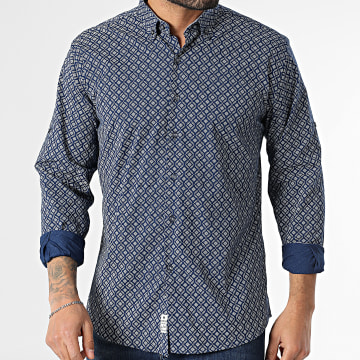 Armita - Chemise Manches Longues Blanc Bleu Marine