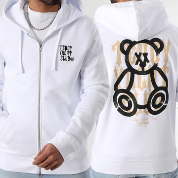 Teddy Yacht Club - Sudadera con capucha y cremallera Street Roll Beige Blanco
