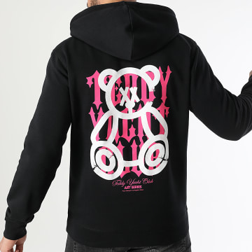 Teddy Yacht Club - Sweat Capuche Street Roll Rose Fluo Noir