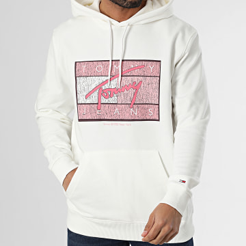 Tommy Jeans - Sweat Capuche Flag Twist 1100 Blanc