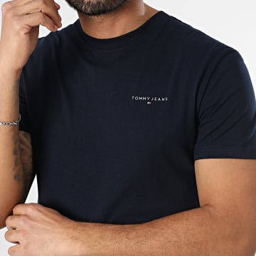 Tommy Jeans - Tee Shirt Slim Linear Chest 1188 Bleu Marine