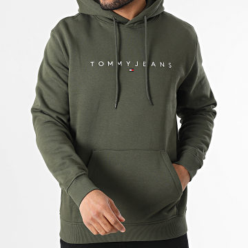 Tommy Jeans - Sweat Capuche Linear Logo 0746 Vert Kaki