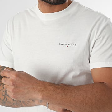 Tommy Jeans - Tee Shirt Slim Linear Chest 1188 Blanc