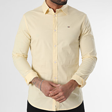 Tommy Jeans - Chemise Manches Longues Slim Fit Original Stretch Jaune