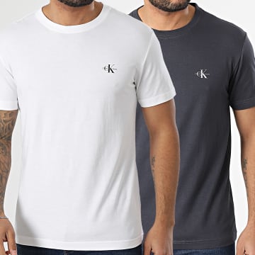 Calvin Klein - Lot De 2 Tee Shirts 0199 Blanc Gris Anthracite