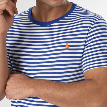 Polo Ralph Lauren - Tee Shirt A Rayures Original Player Blanc Bleu Roi