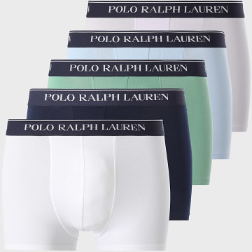Polo Ralph Lauren - Lot De 5 Boxers Blanc Vert Lilas Bleu Clair Bleu Marine