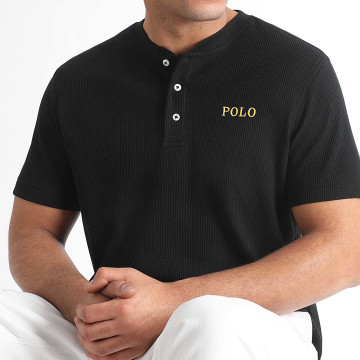 Polo Ralph Lauren - Polo Manches Courtes Waffle Logo Noir