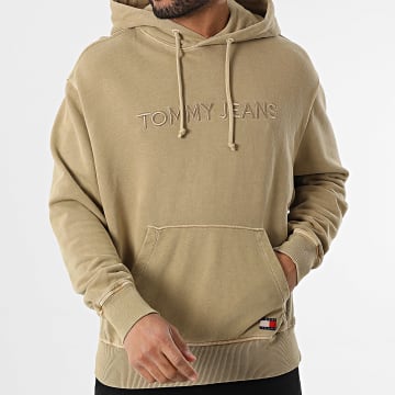 Tommy Jeans - Sweat Capuche Label 0639 Beige Foncé