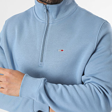 Tommy Jeans - Sweat Col Zippé Fleece 0339 Bleu Clair