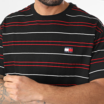 Tommy Jeans - Tee Shirt A Rayures Badge Stripe 0675 Noir