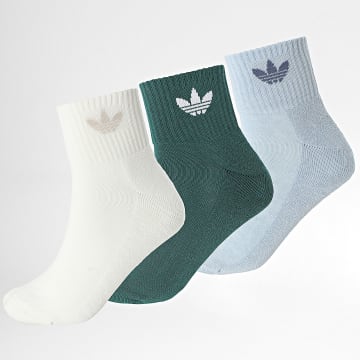 Adidas Originals - 3 Pares Calcetines Tobilleros JI9494 Blanco Celeste Verde Botella